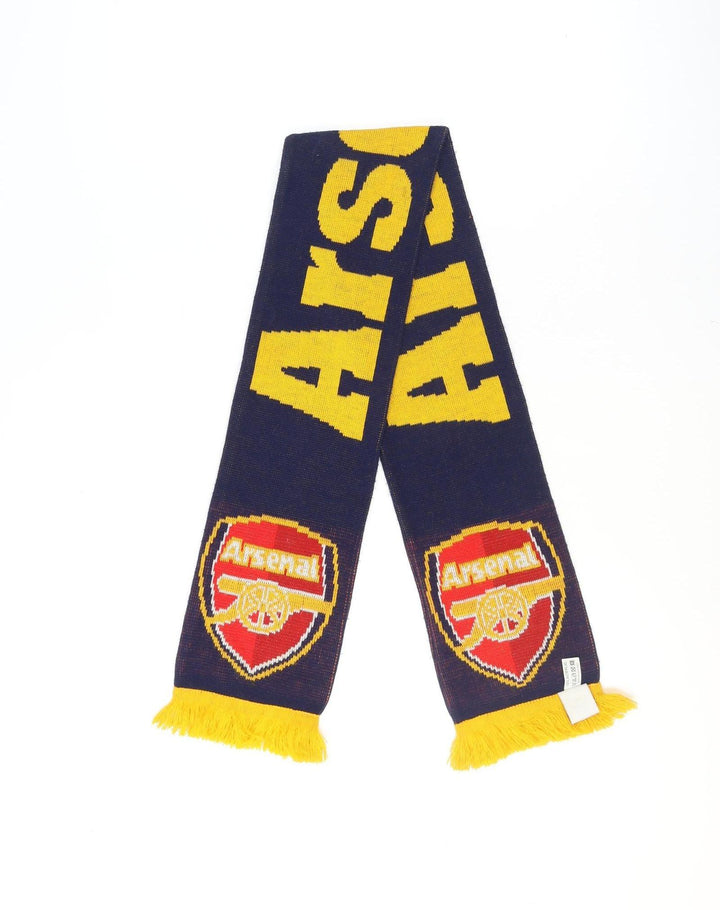 Arsenal Men Navy Yellow Acrylic Knit Football Scarf with Fringe