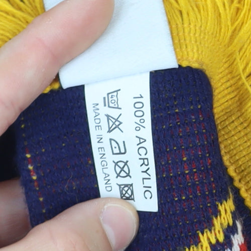 Arsenal Men Navy Yellow Acrylic Knit Football Scarf with Fringe