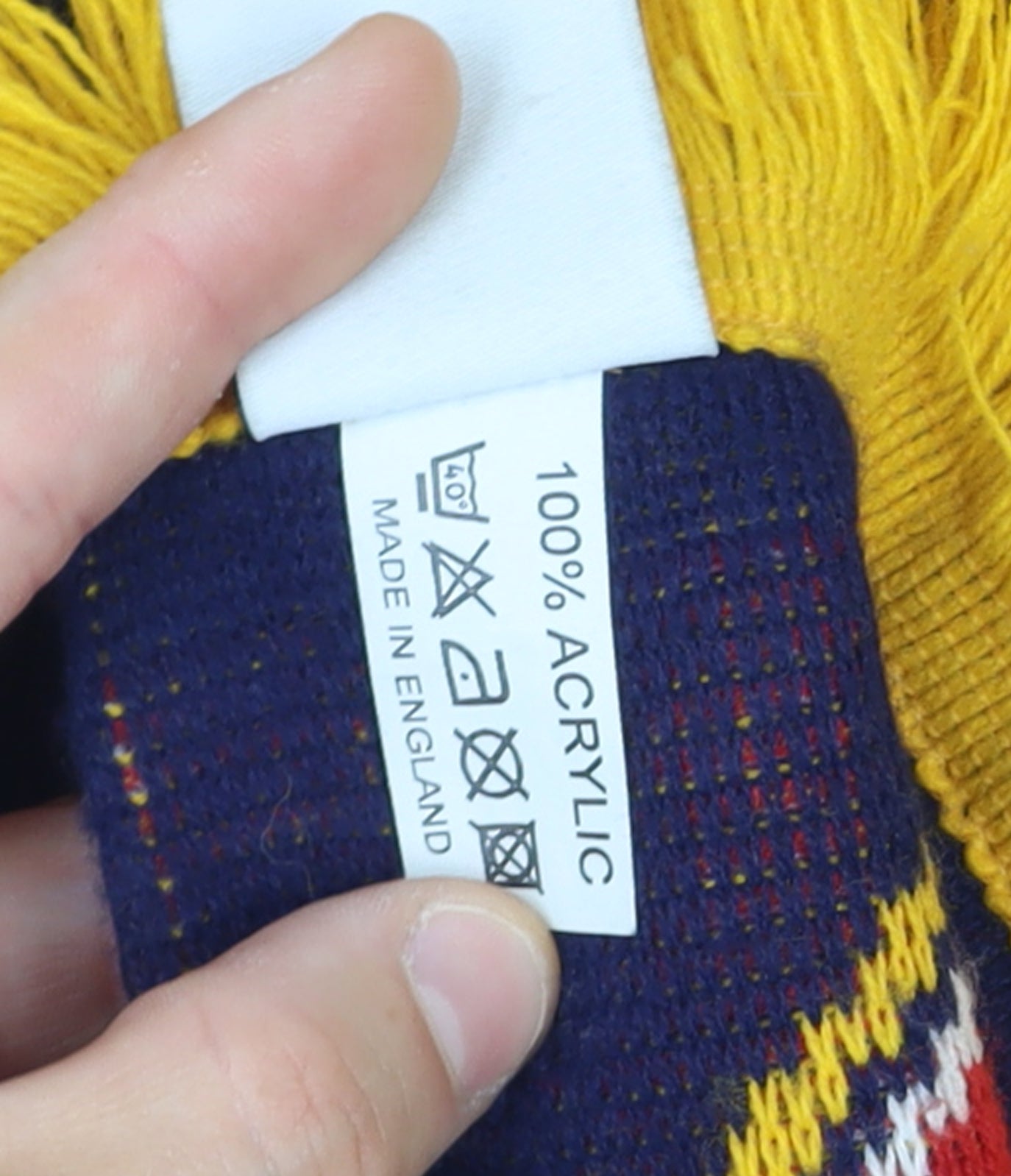 Arsenal Men Navy Yellow Acrylic Knit Football Scarf with Fringe