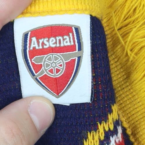 Arsenal Men Navy Yellow Acrylic Knit Football Scarf with Fringe