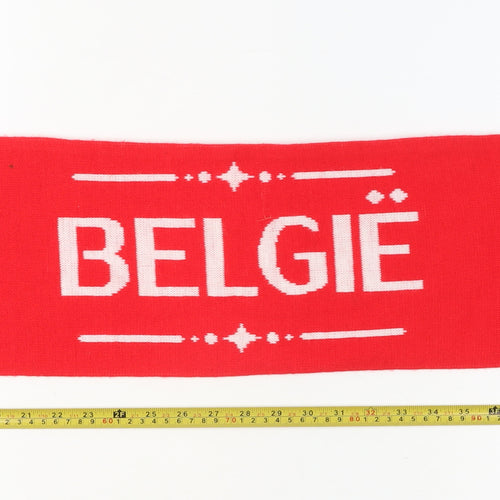 FIFA World Cup Belgium Red Acrylic Men's Rectangle Scarf with Fringe