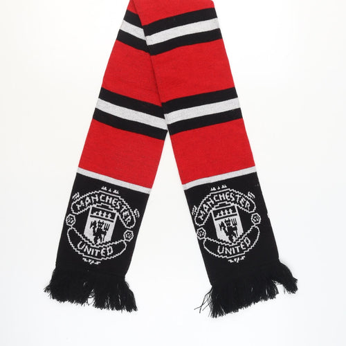 Manchester United Men Red Black Knit Scarf with Fringe - Football Fan Accessory