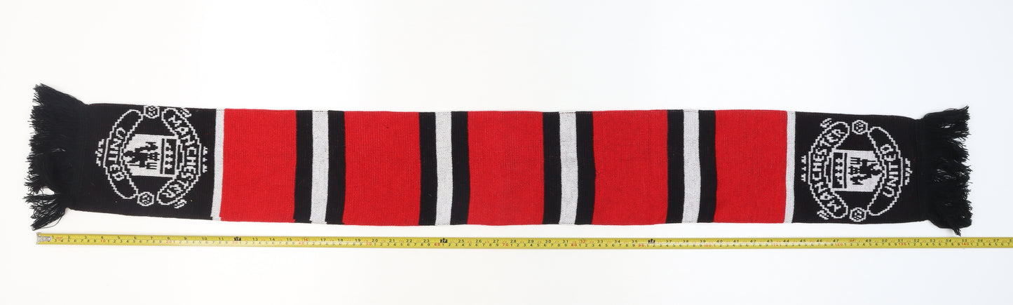 Manchester United Men Red Black Knit Scarf with Fringe - Football Fan Accessory