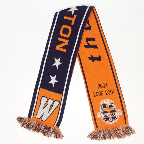 Wheaton Thunder Orange & Navy Men’s Knit Rectangle Scarf with Fringe