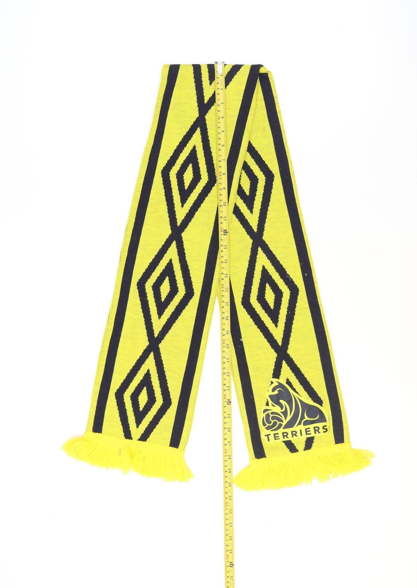 Umbro Men Yellow and Navy Knit Rectangle Scarf Terriers Design