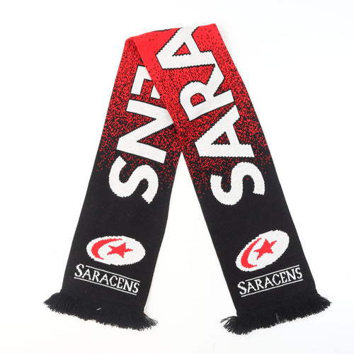 Saracens Men’s Black Acrylic Knit Football Scarf with Fringe Trim