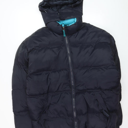 Kadite Men's Black XL Puffer Jacket Hooded Full Zip Winter Coat