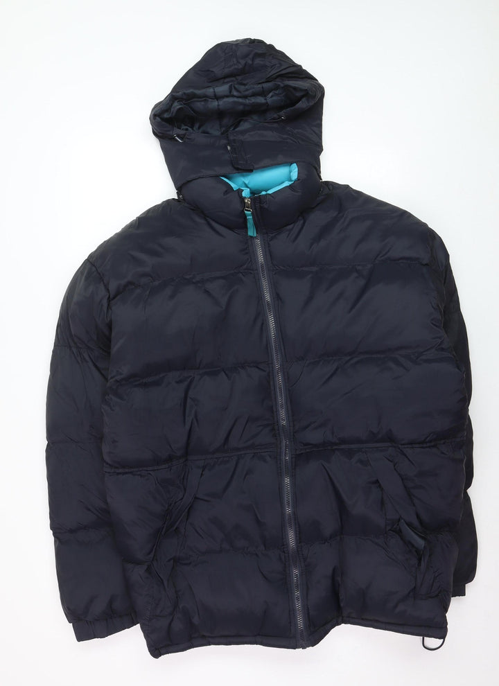 Kadite Men's Black XL Puffer Jacket Hooded Full Zip Winter Coat