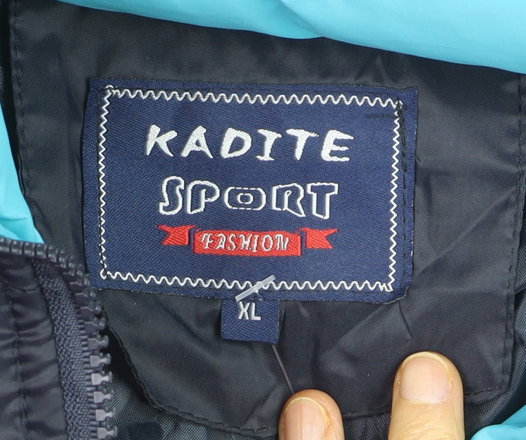 Kadite Men's Black XL Puffer Jacket Hooded Full Zip Winter Coat