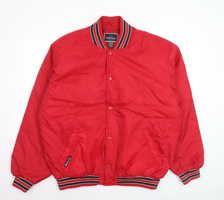 Holloway Mens Red XL Varsity Jacket Nylon Retro Sports Style