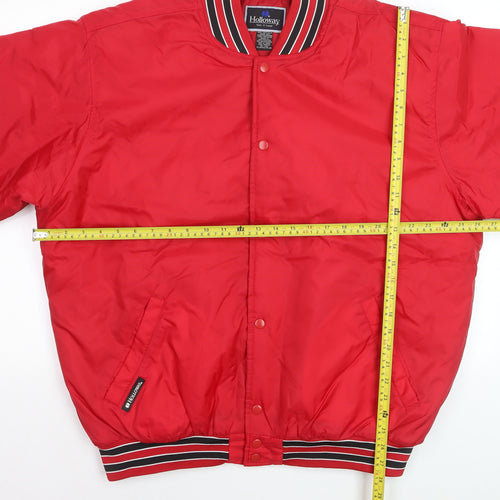 Holloway Mens Red XL Varsity Jacket Nylon Retro Sports Style