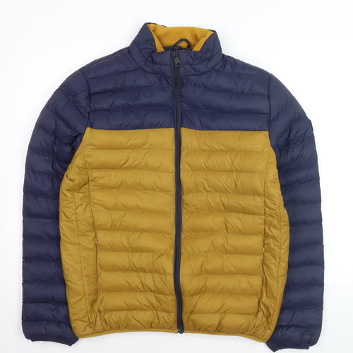Tokyo Laundry Men’s Blue & Brown Puffer Jacket M Regular Fit