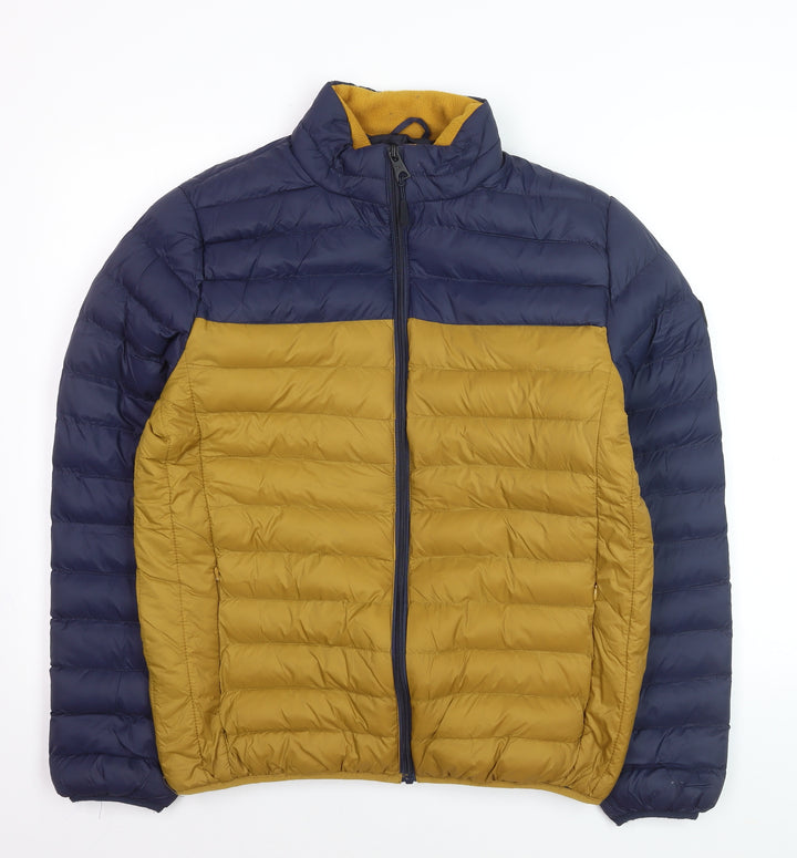 Tokyo Laundry Men’s Blue & Brown Puffer Jacket M Regular Fit