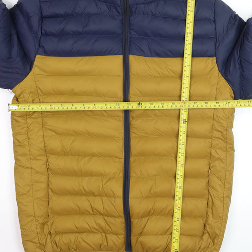 Tokyo Laundry Men’s Blue & Brown Puffer Jacket M Regular Fit