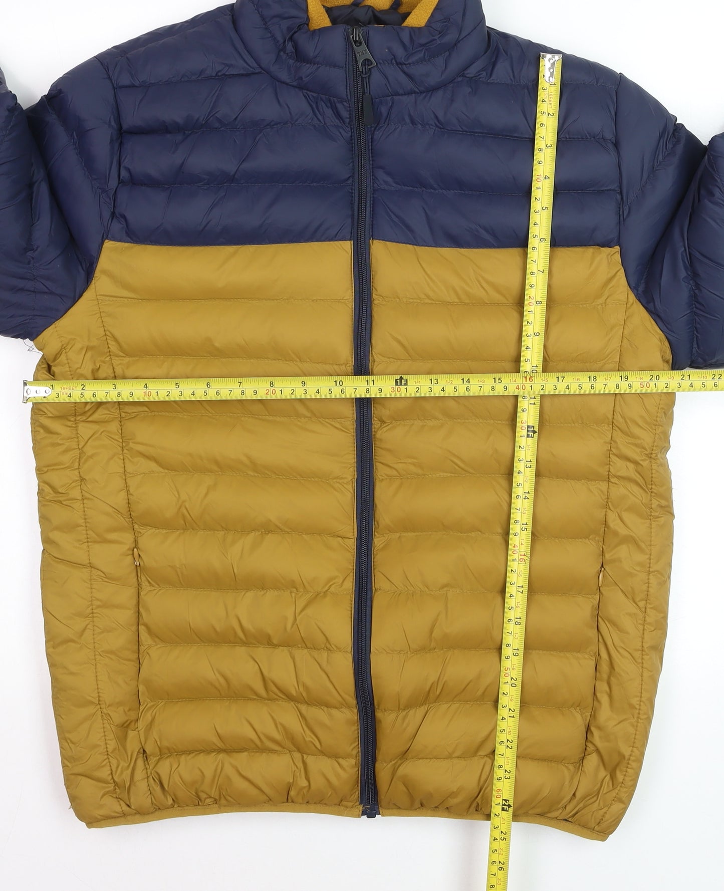 Tokyo Laundry Men’s Blue & Brown Puffer Jacket M Regular Fit