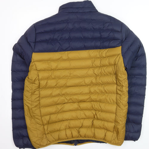 Tokyo Laundry Men’s Blue & Brown Puffer Jacket M Regular Fit