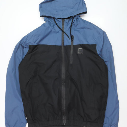D-Rock Men's Blue Black Hooded Windbreaker Jacket XL