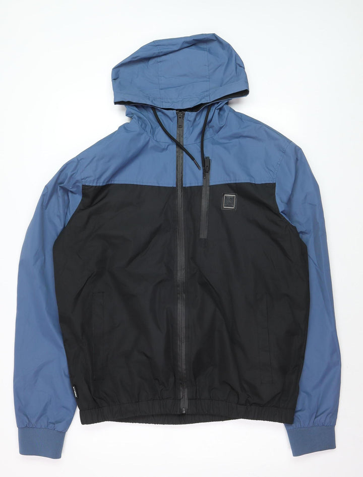 D-Rock Men's Blue Black Hooded Windbreaker Jacket XL
