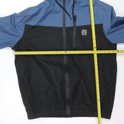 D-Rock Men's Blue Black Hooded Windbreaker Jacket XL