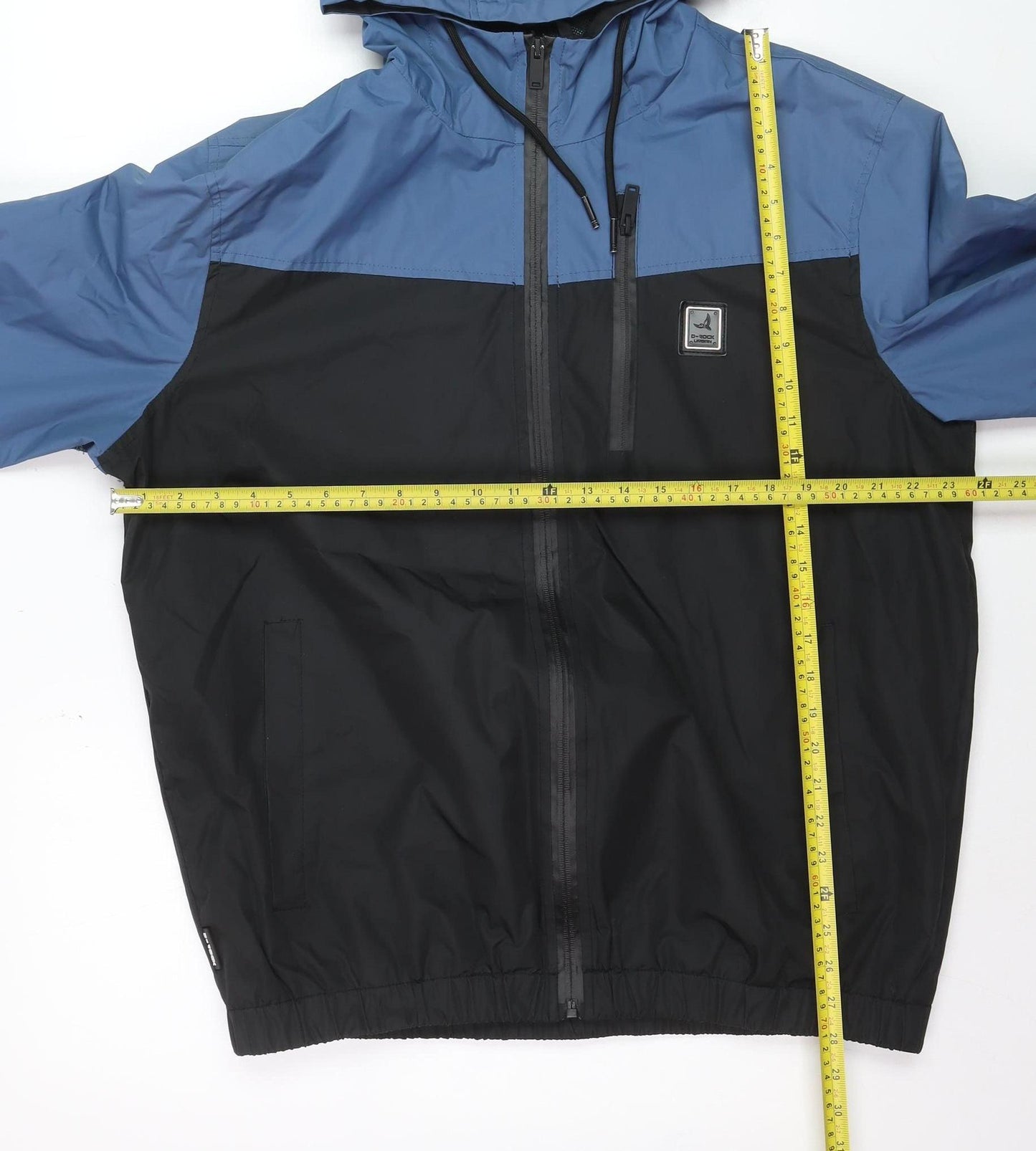 D-Rock Men's Blue Black Hooded Windbreaker Jacket XL
