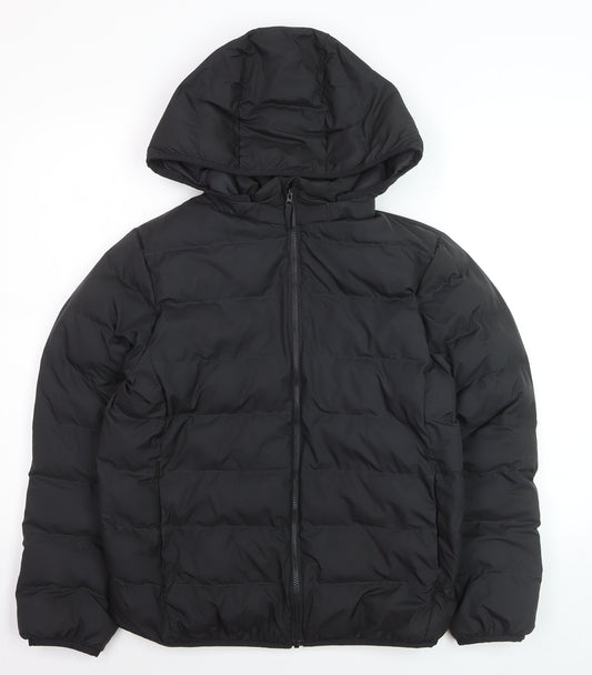 Uniqlo Boys Black 13 Years Hooded Lightweight Puffer Jacket