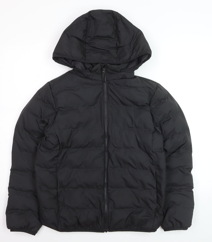 Uniqlo Boys Black 13 Years Hooded Lightweight Puffer Jacket