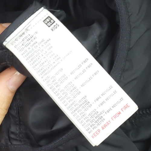 Uniqlo Boys Black 13 Years Hooded Lightweight Puffer Jacket