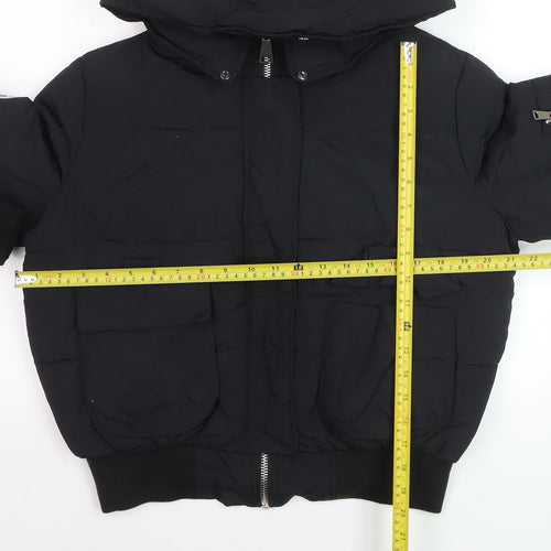 Boohoo Women's Black Hooded Puffer Jacket Size 8