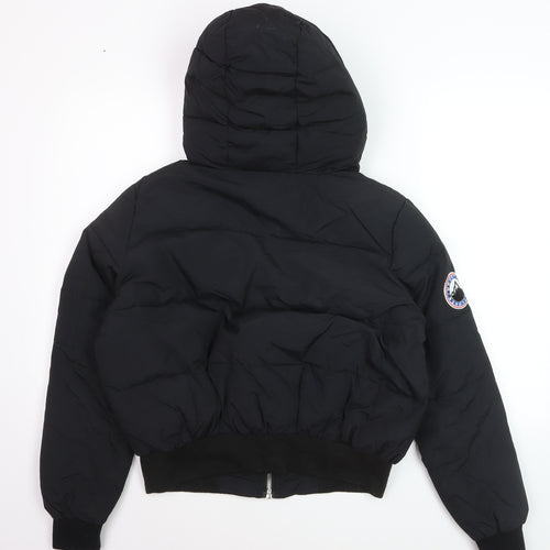 Boohoo Women's Black Hooded Puffer Jacket Size 8