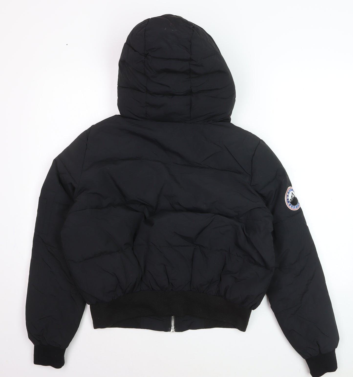 Boohoo Women's Black Hooded Puffer Jacket Size 8