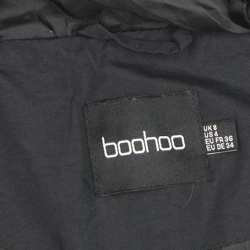 Boohoo Women's Black Hooded Puffer Jacket Size 8