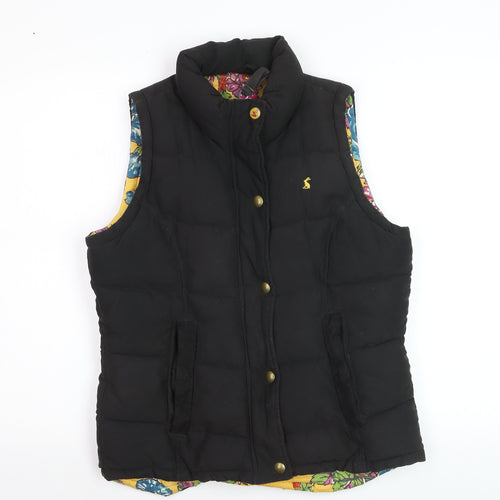 Joules Womens Black Padded Waistcoat Size 12 Sleeveless Puffer Gilet