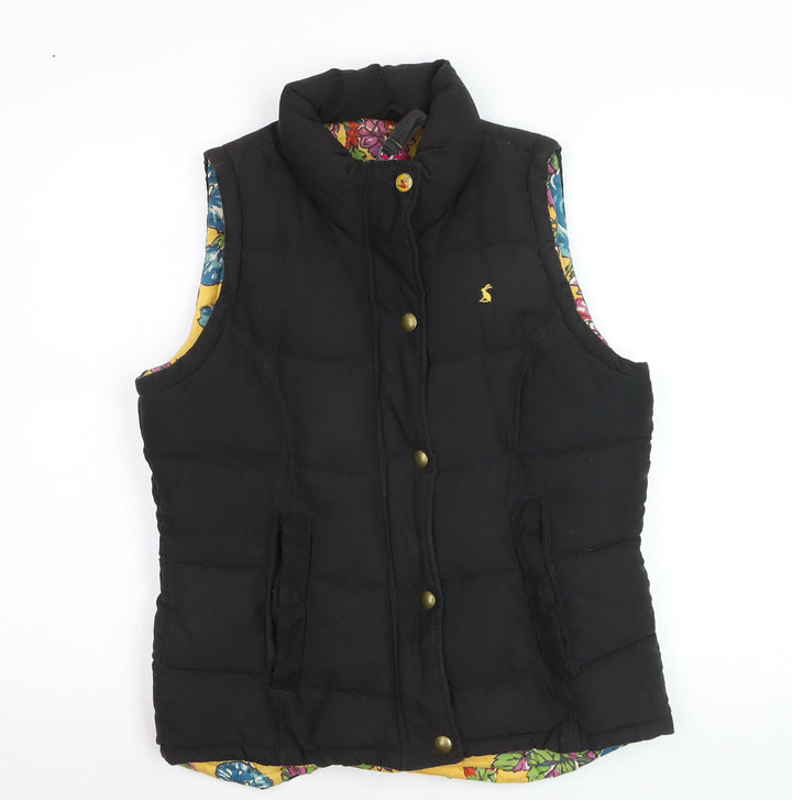 Joules Womens Black Padded Waistcoat Size 12 Sleeveless Puffer Gilet