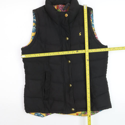 Joules Womens Black Padded Waistcoat Size 12 Sleeveless Puffer Gilet