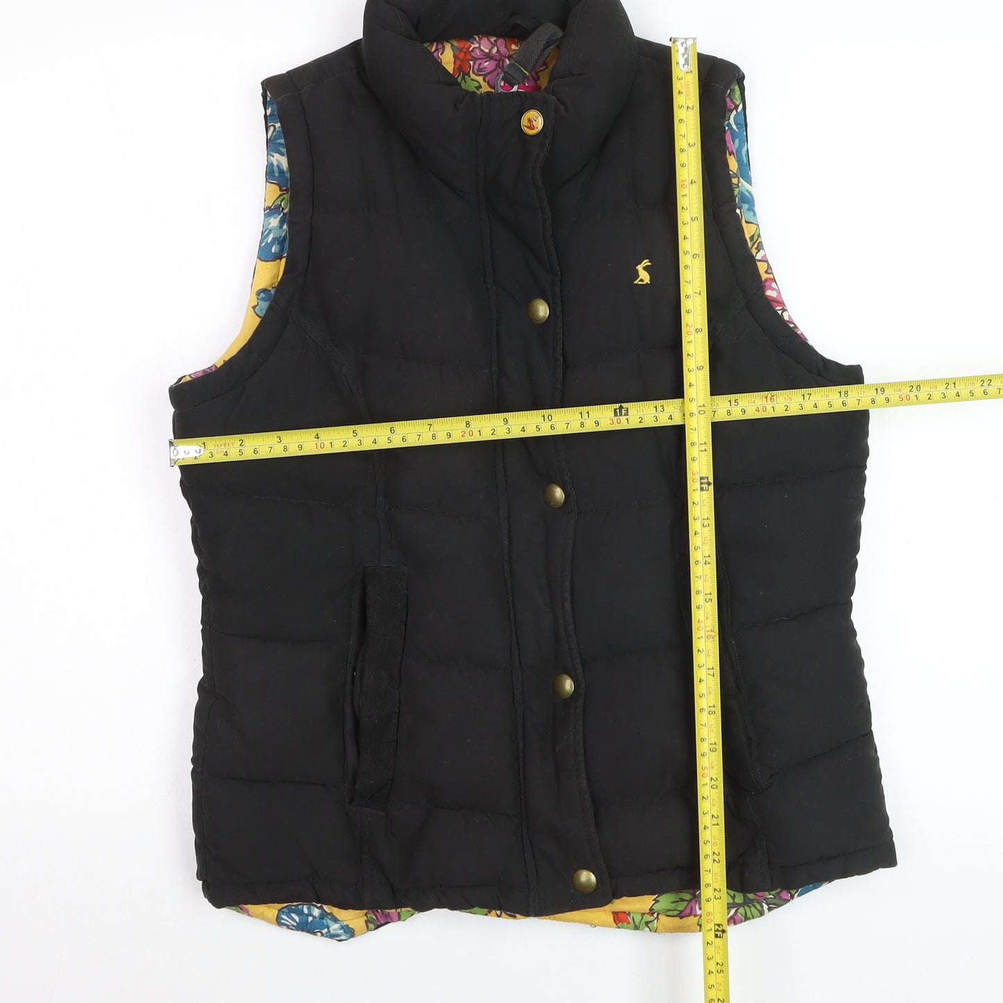 Joules Womens Black Padded Waistcoat Size 12 Sleeveless Puffer Gilet