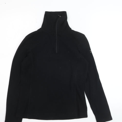 Poivre Blanc Women's Black Fleece Half Zip Pullover Sweatshirt M