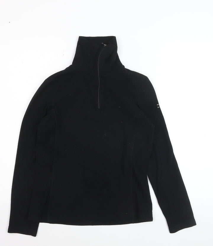 Poivre Blanc Women's Black Fleece Half Zip Pullover Sweatshirt M