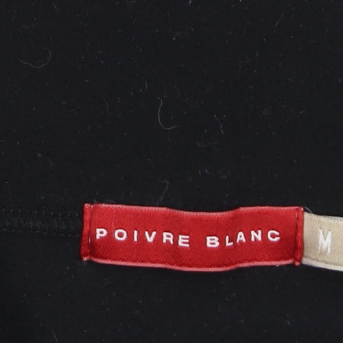 Poivre Blanc Women's Black Fleece Half Zip Pullover Sweatshirt M