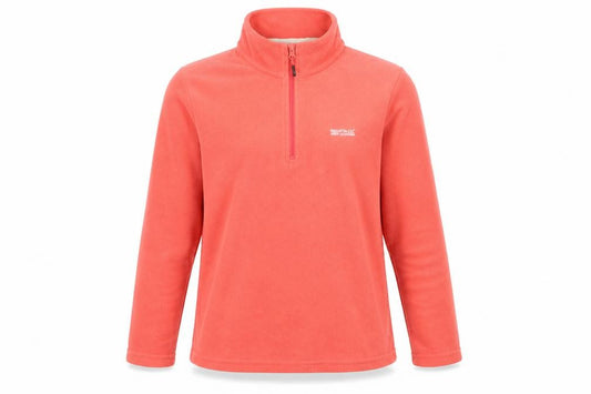 Front view of Regatta Great Outdoors Coral Pink 1/4 Zip Fleece Sweatshirt UK 12