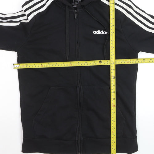 Adidas Women's Black Track Jacket Size 8 Hooded Full Zip Cotton Blend