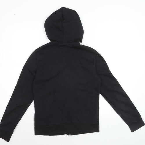 Adidas Women's Black Track Jacket Size 8 Hooded Full Zip Cotton Blend