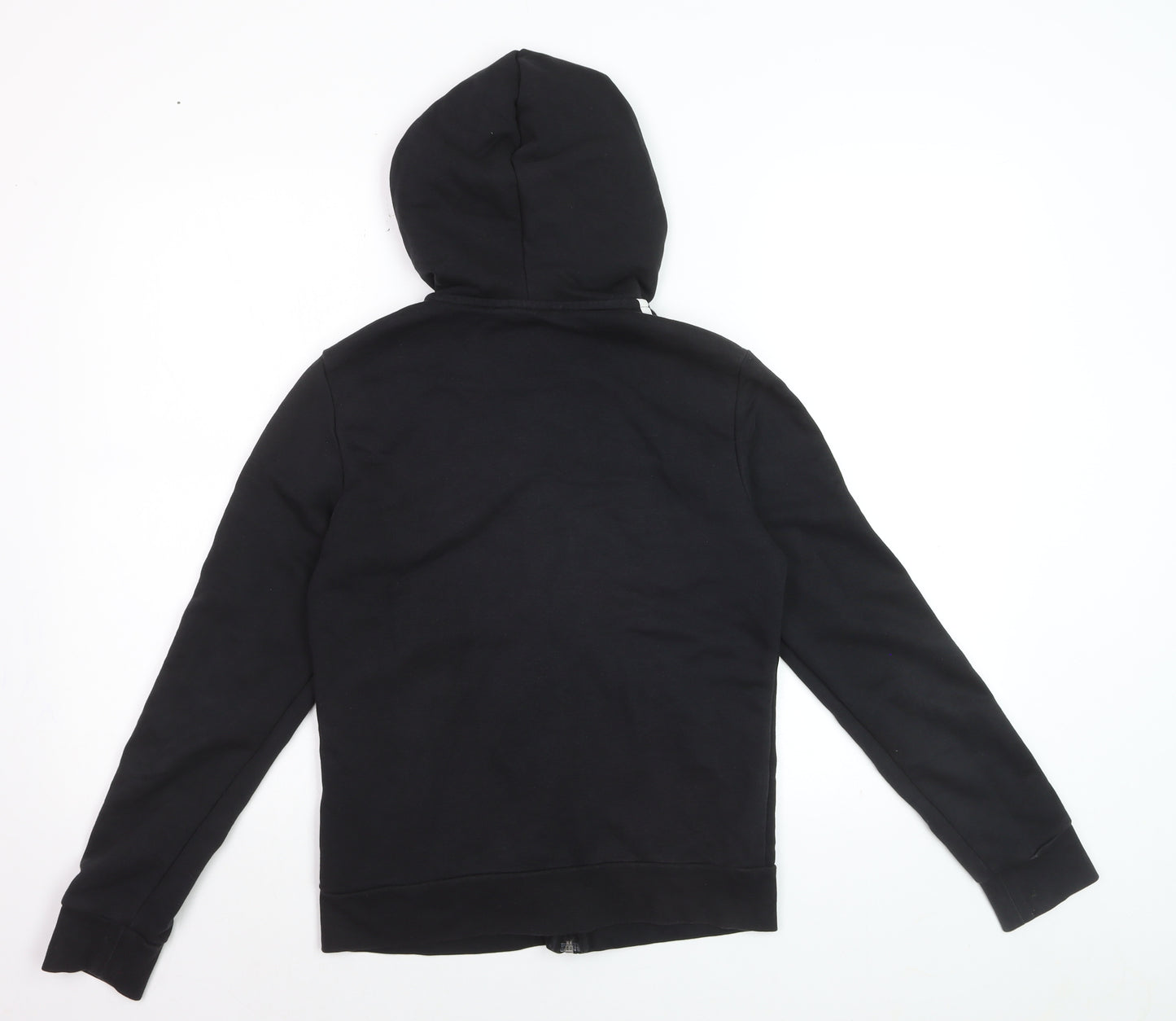 Adidas Women's Black Track Jacket Size 8 Hooded Full Zip Cotton Blend