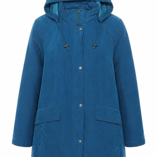 Bm Collection Women’s Blue Hooded Parka Coat Size M Long Lined