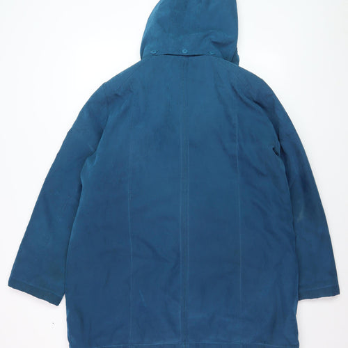 Bm Collection Women’s Blue Hooded Parka Coat Size M Long Lined