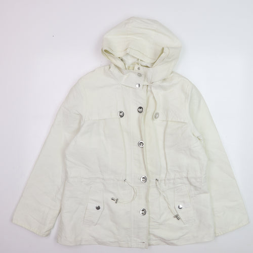 Marks and Spencer Per Una Stormwear Ivory Hooded Jacket Women's Size 16