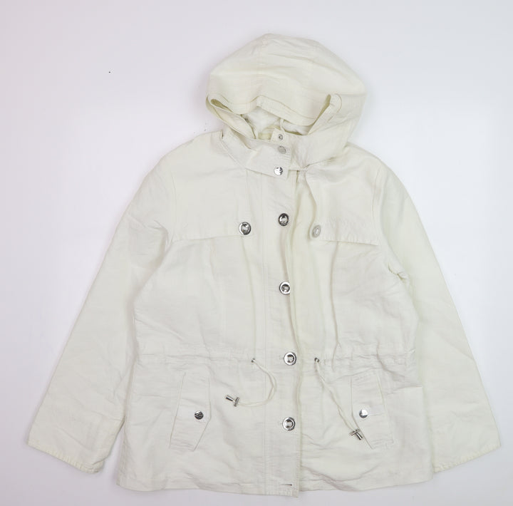Marks and Spencer Per Una Stormwear Ivory Hooded Jacket Women's Size 16