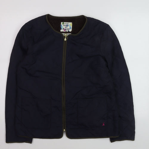 Joules Womens Navy Quilted Jacket UK 16 Lined Full Zip Coat