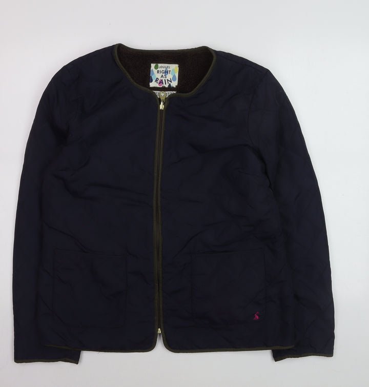 Joules Womens Navy Quilted Jacket UK 16 Lined Full Zip Coat