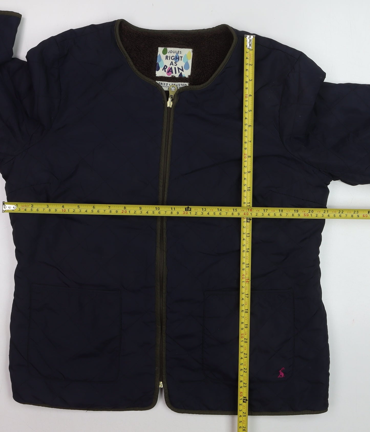 Joules Womens Navy Quilted Jacket UK 16 Lined Full Zip Coat