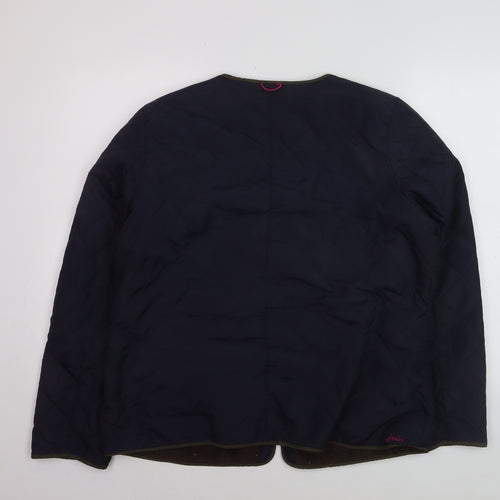 Joules Womens Navy Quilted Jacket UK 16 Lined Full Zip Coat